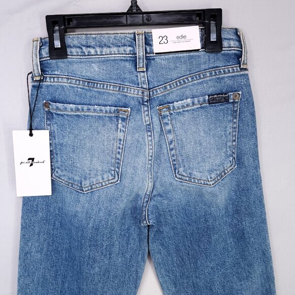 7 for All Mankind Edie Jeans Size 23 High Waist Crop Straight Leg Button Fly - Picture 13 of 16